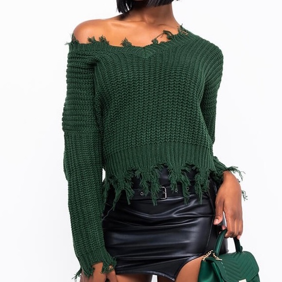 Cropped Knit Fringe Sweater - Picture 6 of 8